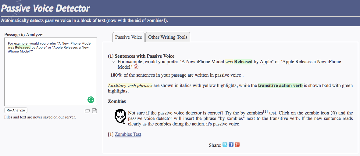 Passive Voice Detector Passive Voice Detector