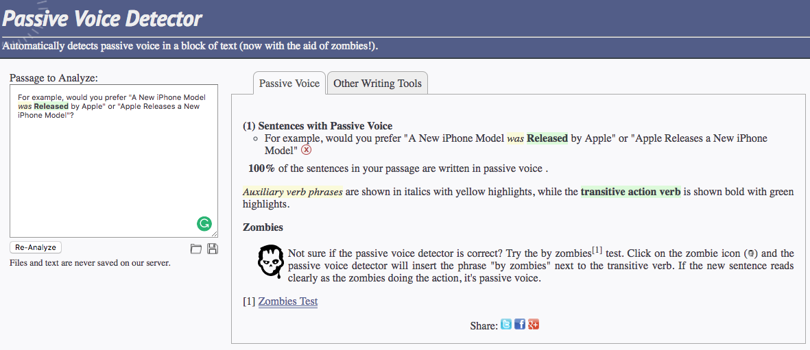 Passive Voice Detector