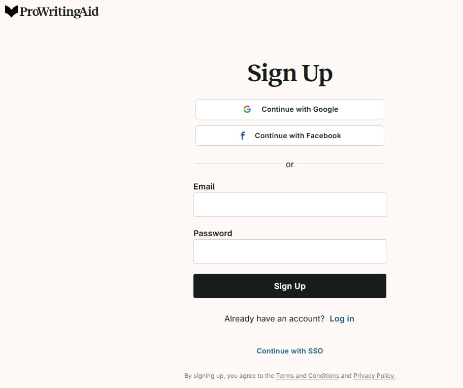 ProWritingAid Signup Page