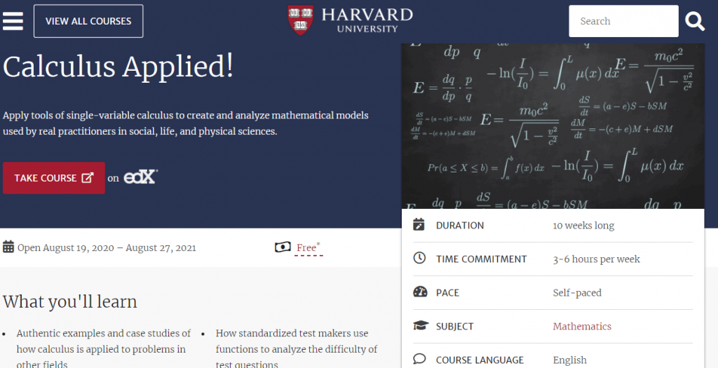 Caluclus-Applied - Free Harvard University Courses
