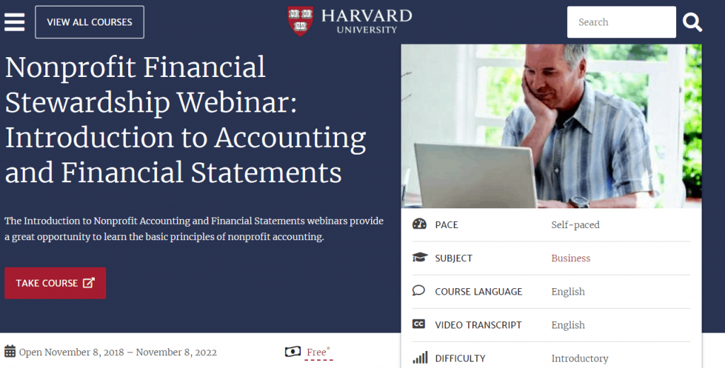 Nonprofit-Financial-Stewardship-Webinar Free Harvard University Courses