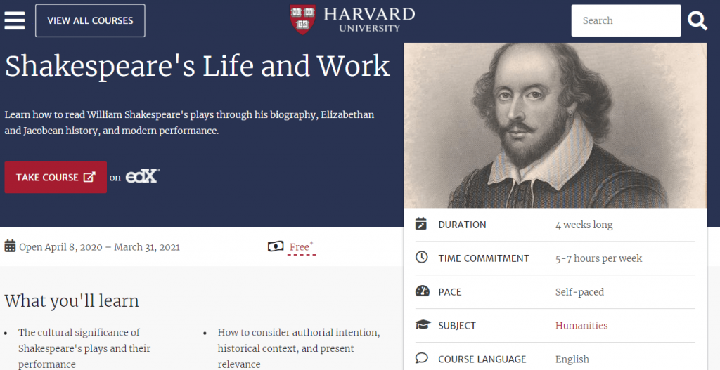 Shakespeares-Life-And-Works Free Harvard University Courses