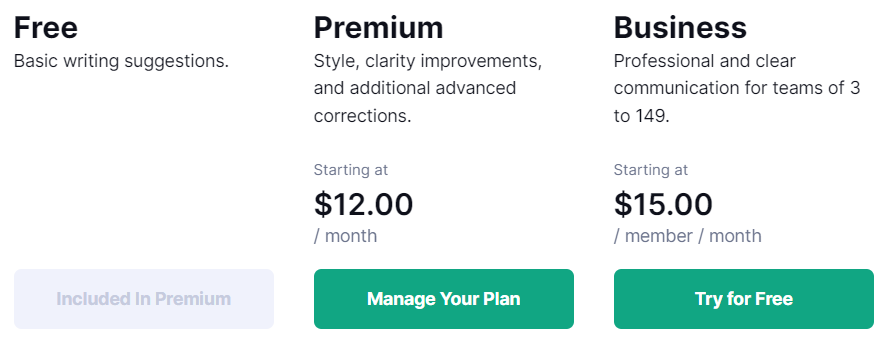 Grammarly Pricing