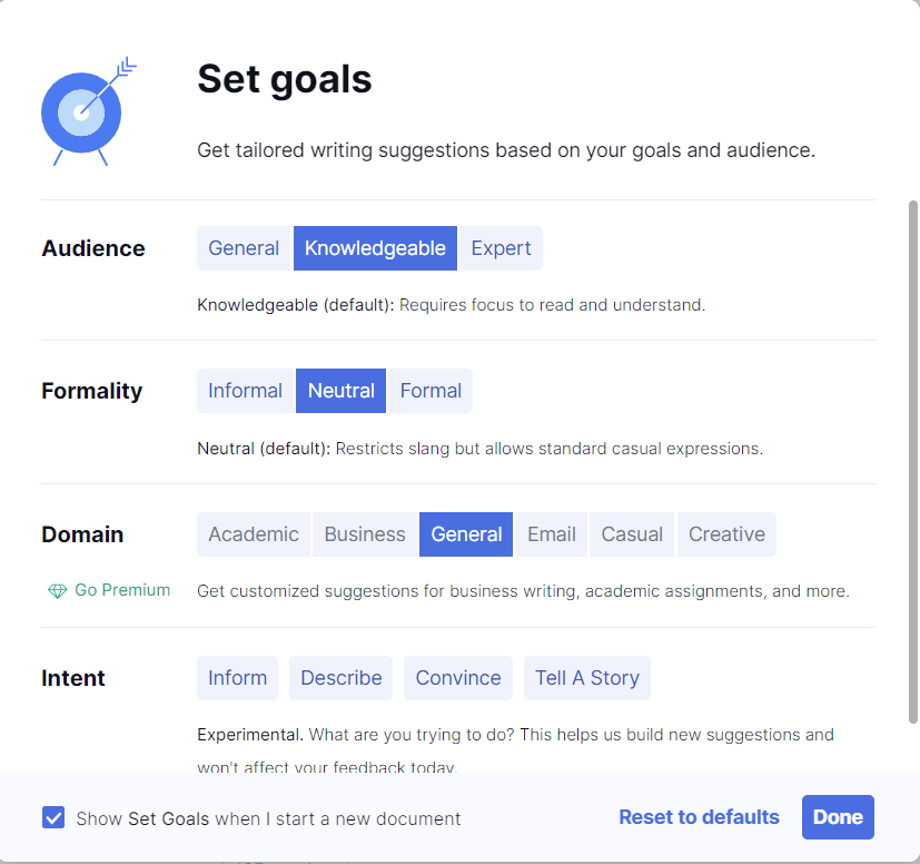 Set Goal - How To Add Grammarly to Google Docs