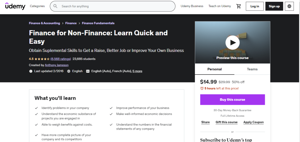 Finance For Non-Finance Finance For Non-Finance