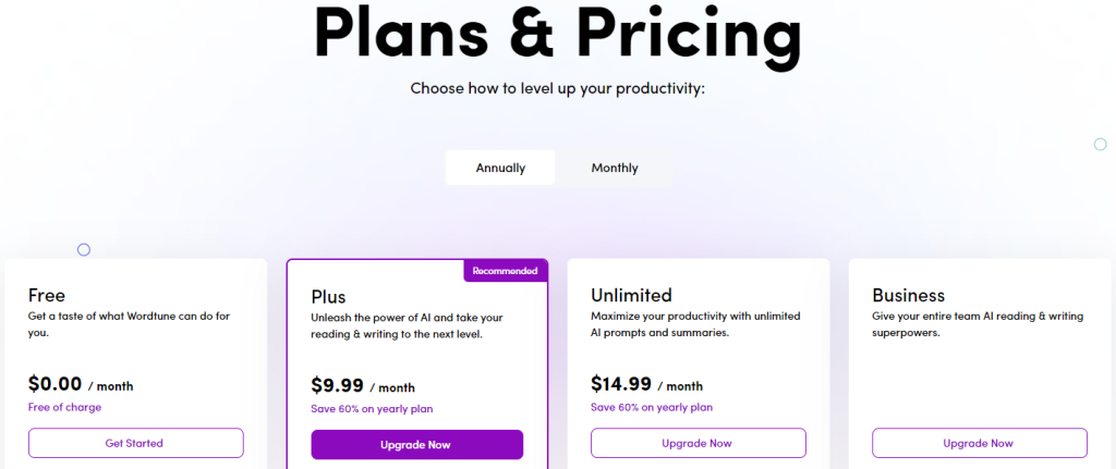 Wordtune Pricing Wordtune Pricing