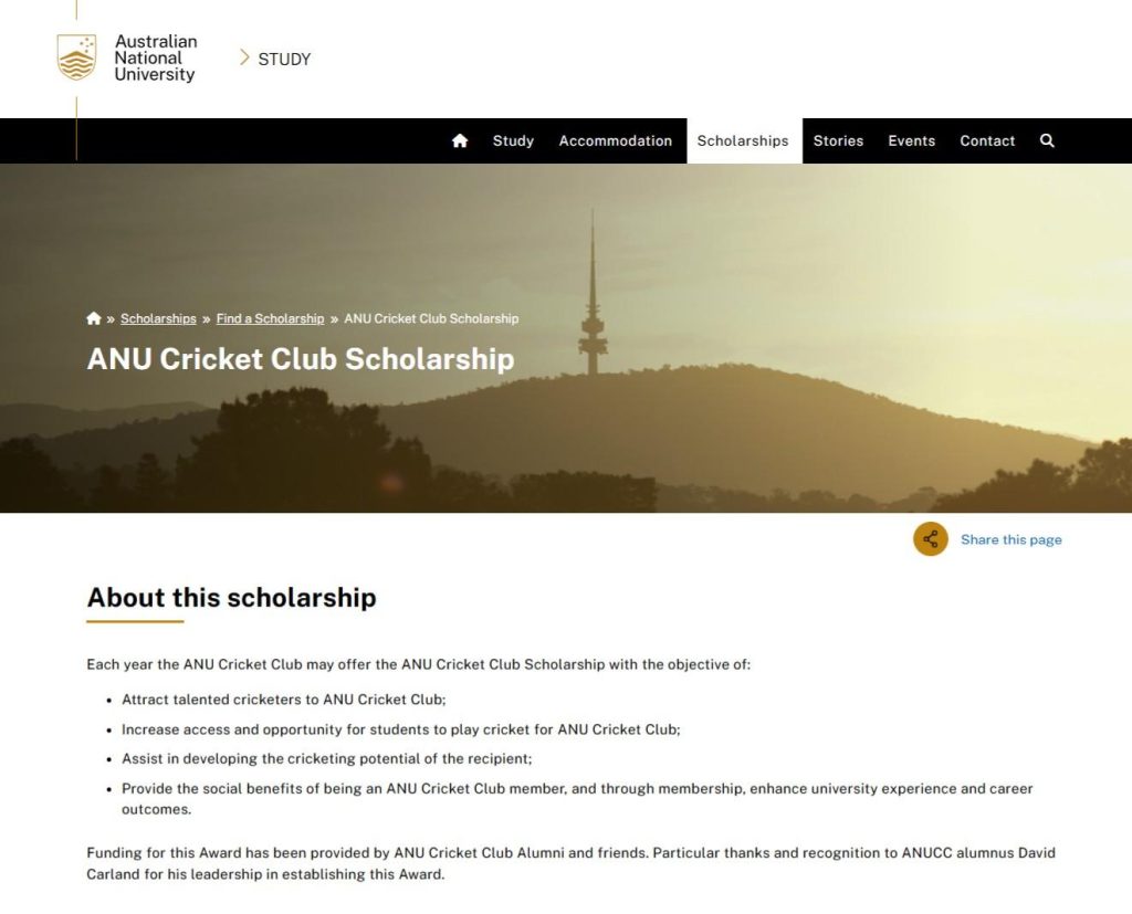 ANU scholarship page ANU scholarship page