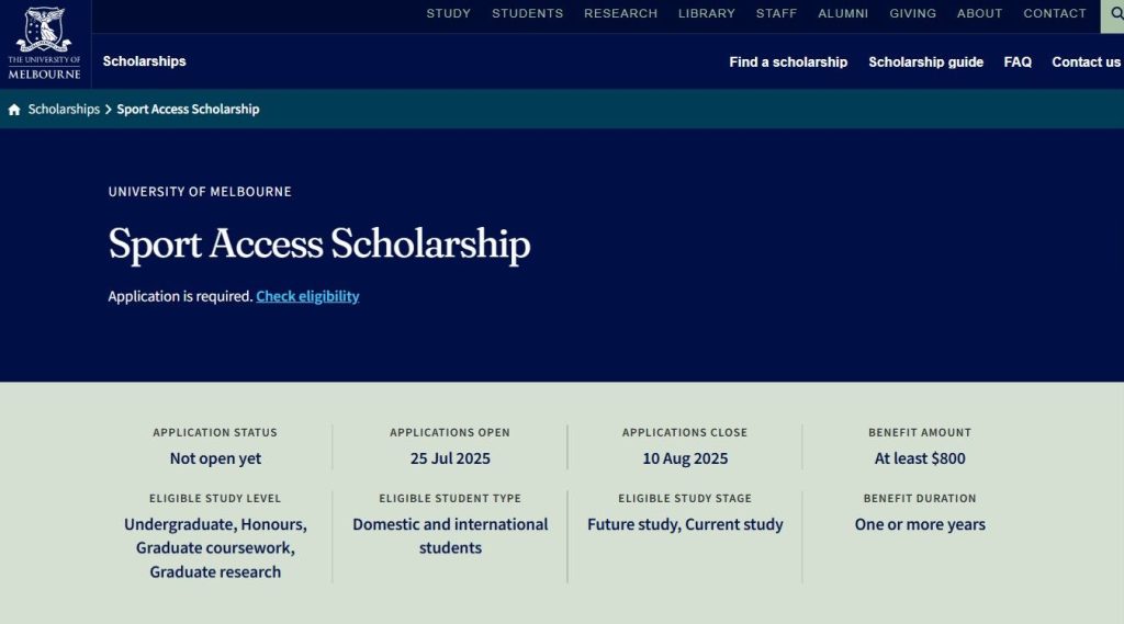 University of Melbourne Sport Access Scholarship University of Melbourne Sport Access Scholarship